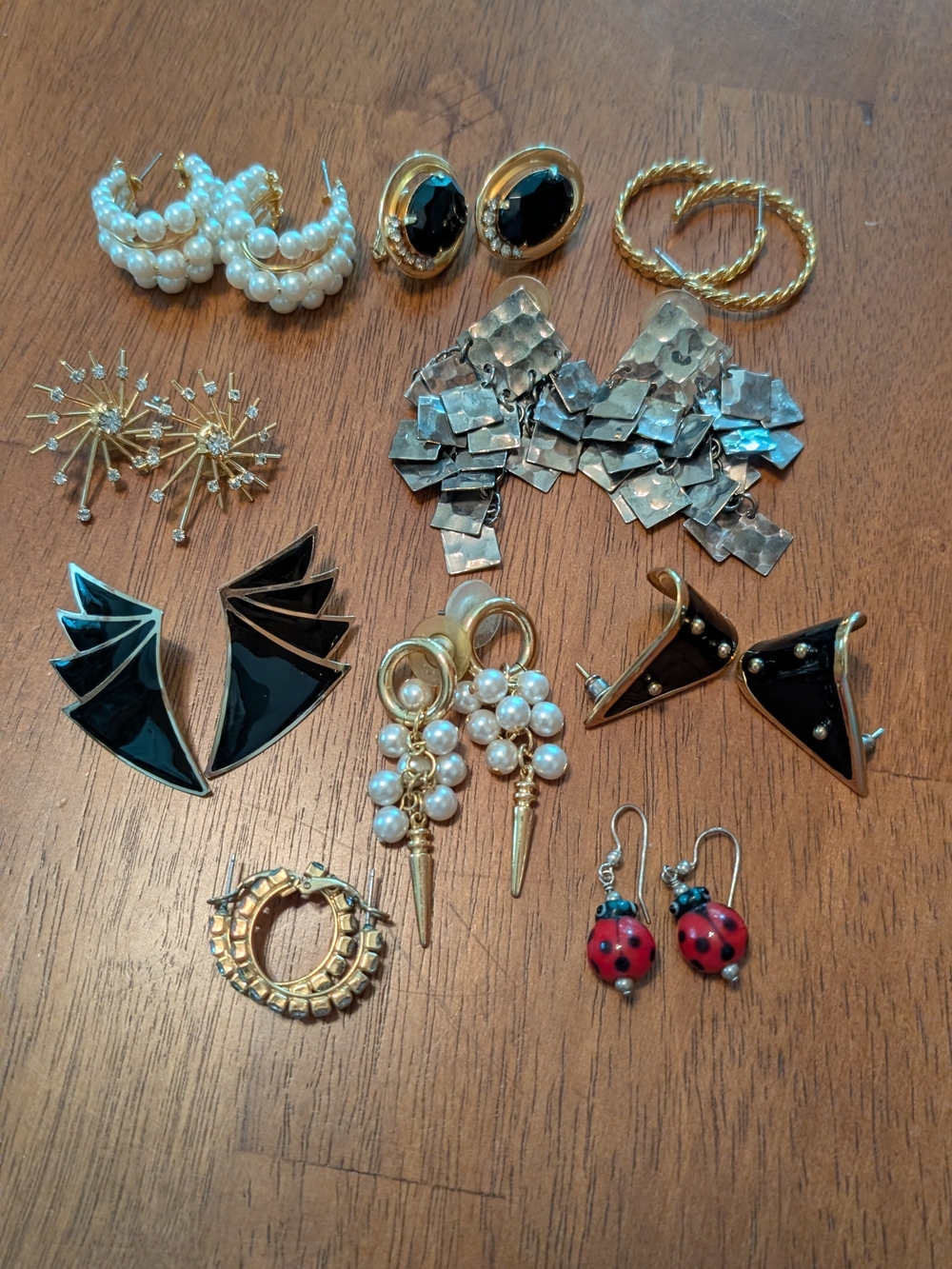 Vintage Costume Pierced Earrings Lot Of 10 Pairs